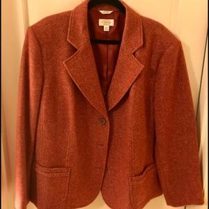 Red herringbone tweed wool blazer/jacket